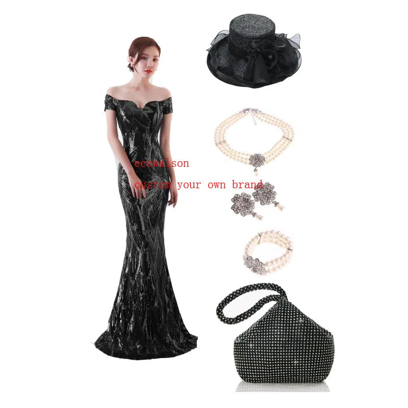 Ecowalson  Mermaid Long Prom Dress 2023 Sweetheart Sequin Evening Dress Sequins  Formal Occasion Dress