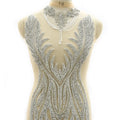 Withe Crystal Fringe Neck Patch Embroidery Rhinestone Beaded Neckline Applique for Dress Ball Gown Accessories WDP-371