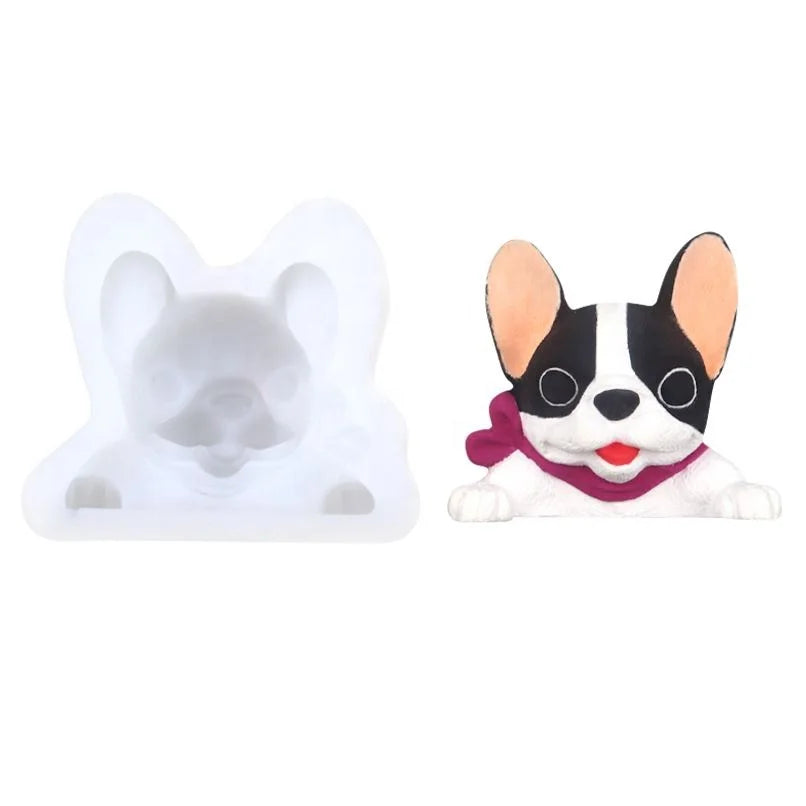 Hengya AK Custom Made Bowknot  3D Silicone Mousse Molds Ice Ball Molds for Decorating Fondant Cakes Bulldog Shape