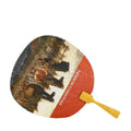 Chinese Circular Paddle Fan Round Paper Hand Fan with Wooden Handle