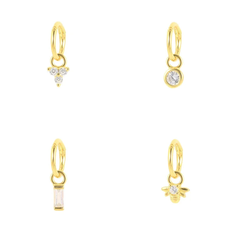 Rainbowking Hot New Product 925 Sterling Silver Jewelry Set Cartilage Piercing Single Earring Diamond Nose Ring Wearing Gift