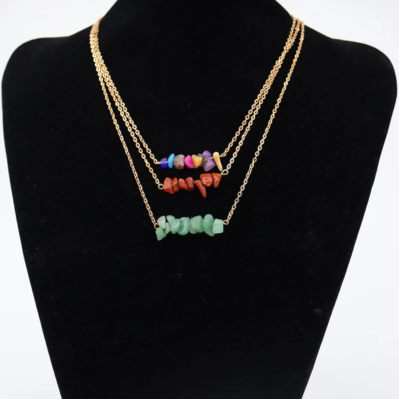 Natural Stone Irregular Gravel Crystal Quartz Pendant Necklace for Women Alloy Clavicle Chain Gemstone Necklace Fashion Jewelry