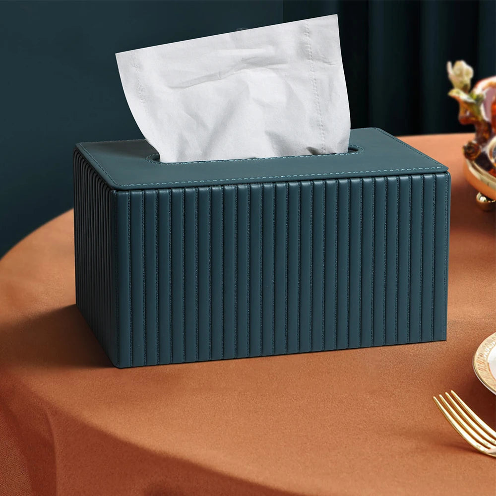 Square Retangualar PU Leather Household Living Room Bedroom Desktop Tissue Box Restaurant Storage Tissue Box Holder MegaBDM