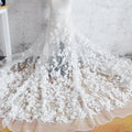 Wholesale 3D Floral White Embroidery Dress Fabric Haute Couture Fashion 3D Dress Fabric