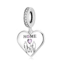 Happy Family of Four Heart Shape Pendant 925 Sterling Silver Bead for Jewelry Making Fit DIY Original Women Bracelet Wholesale