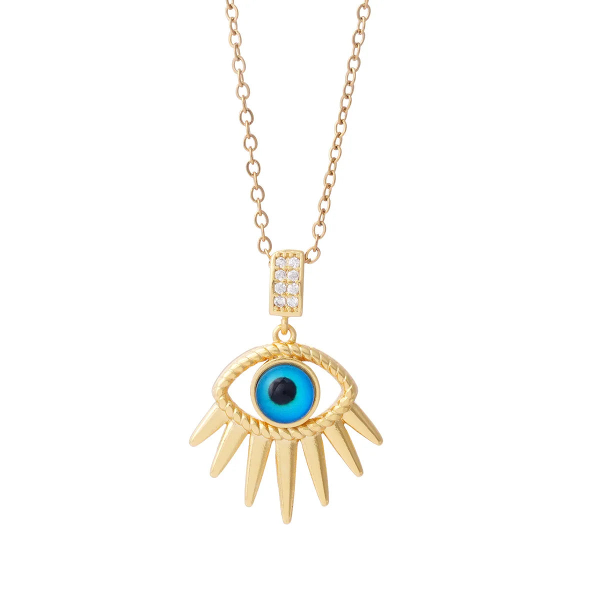 Classic Geometric Design Devil's Eye Pendant 18K Gold Copper-Plated Clavicle Chain Necklace Minor Titanium Steel Trendy Style