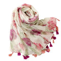 Female Cotton Scarf Flower Print Hijab Breathable Beach Wraps Luxury Head Scarves with Custom Labels