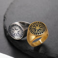 Viking Stainless Steel Engraved Black Ring Punk Gold Plated Viking Amulet Ring Jewelry Amulet Ring for Men