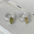 Fine Jewelry S925 Sterling Silver Jewelry Olive Green Zircon Ring for Women