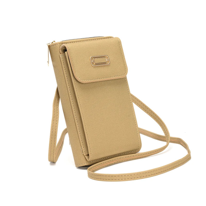 2024 New Korean Women's Mobile Phone Bag Burst Fashion Mini Single Shoulder Vertical Pu Leather Zipper Crossbody Purse