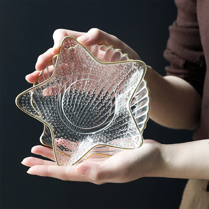 Nordic Style Clear Conch Shape Shell Salad Dish Kitchen Shell Glass Food Snack Plate