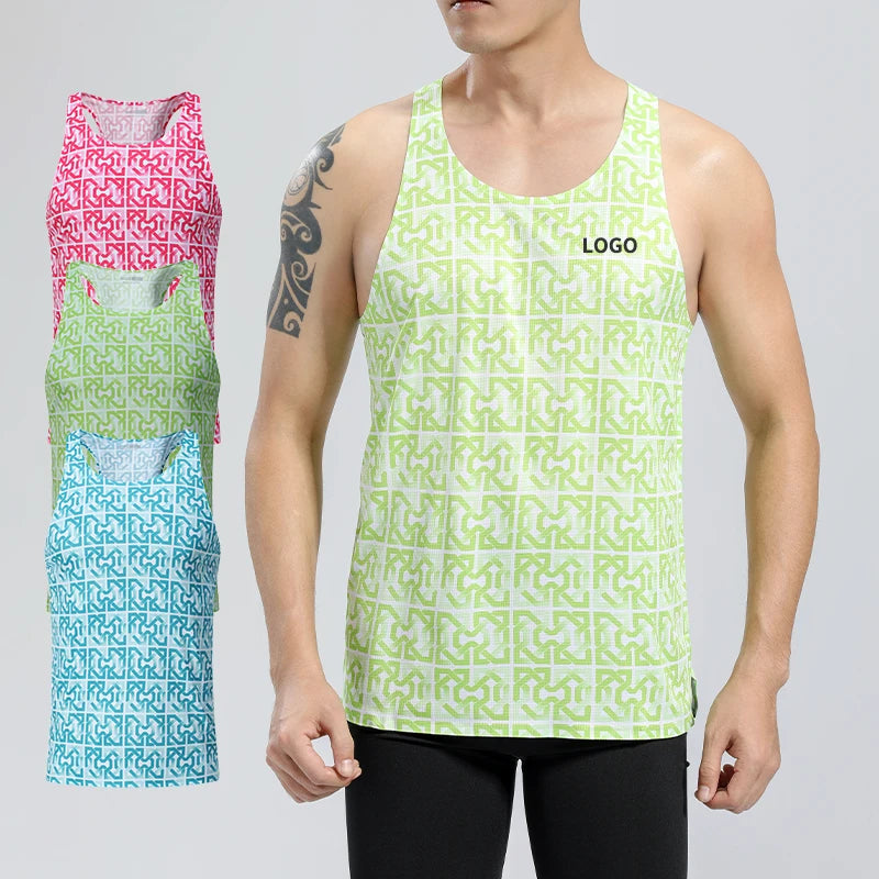 Custom High Performance Seamless Breathable Singlet Men Tank Tops 100% Polyester Dry Fit Running Workout Fitness Gym Sleeveless