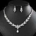 SLBRIDAL Luxury Sparkling Tree Branch Style Bridal Cubic Zircon Necklace Earring Set Wedding CZ Jewelry Set Women Prom Jewelry
