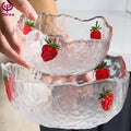Japanese Personality Dessert Tableware Hand-painted Strawberry Fruit Gold Rim Transparent Glass Salad Bowl  Bowl
