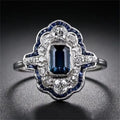 CAOSHI Hot Selling Silver Plated Luxury Blue Crystal Index Finger Ring Jewelry Vintage Ladies Women Gemstone Engagement Rings
