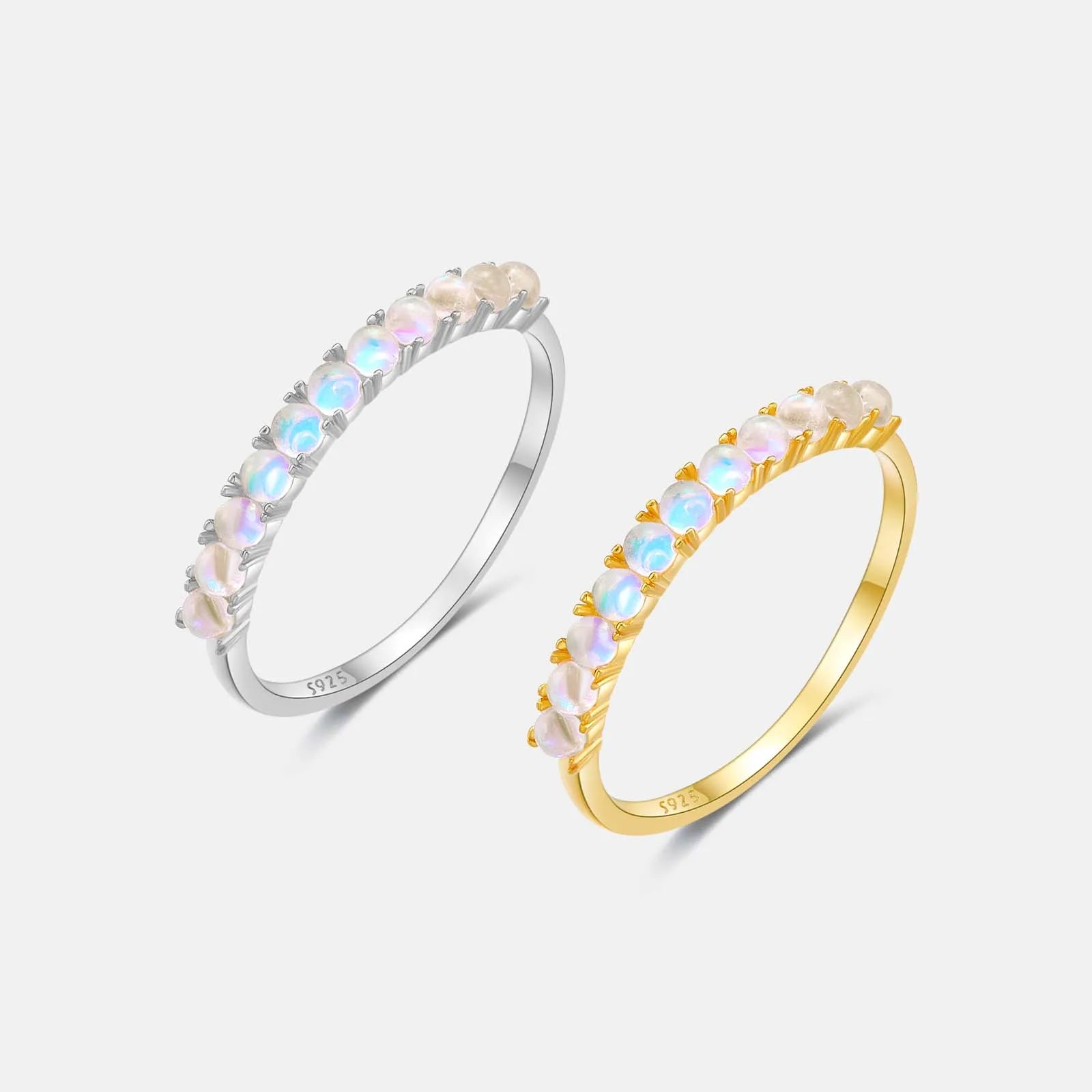FUAMAY Fashion Dainty 925 Sterling Silver Gemstone Ring Anillos Para Mujer Moonstone Ring