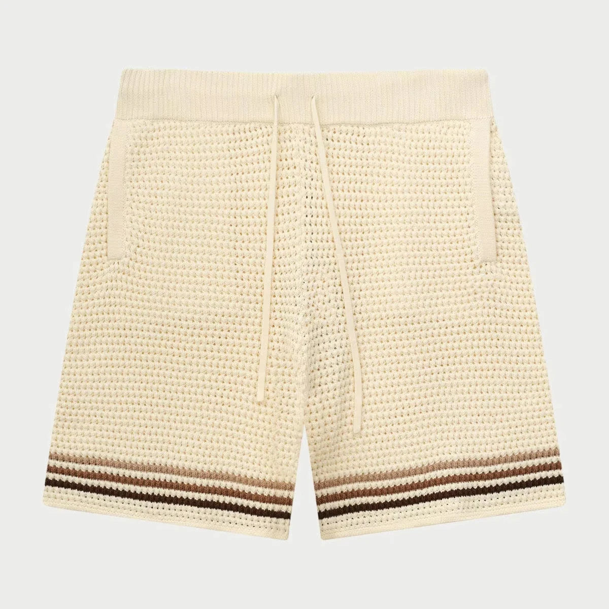Custom Design logo Plus Size Casual Sports Cotton Hollow Out  Mesh Men Summer Beach  Stripe Crochet Knit Shorts