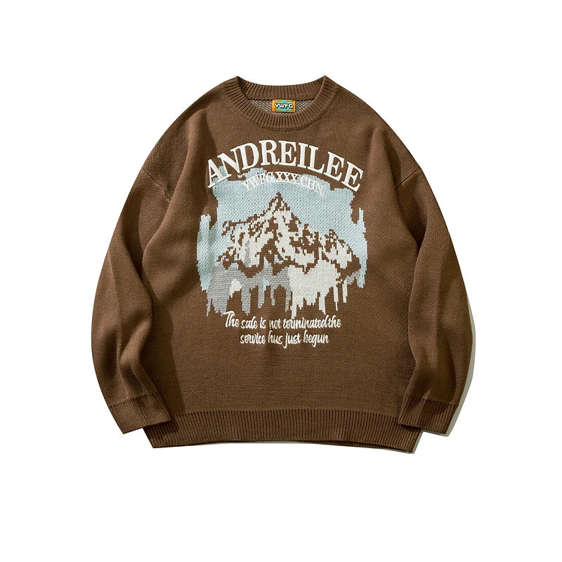 Crew Neck Unisex Knitting Casual Winter Polyester Cotton Plus Size Warm Oversized Graphic Mens Pullover Sweater