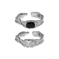 High Quality S925 Sterling Silver Irregular Texture Design Micro Inlaid Zircon Stone Open Resizable Rings for Women JT682
