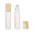 10ml Frosted Cylinder Perfume Oil Container Glass Roll-on Bottle with Screen Printing Wood Grain Cap Metal Roller for Lip Tint