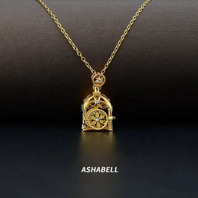 S925 Silver Fairy Tale Pumpkin Carriage Amber or Perles Necklace Three-Dimensional Design With Open Birdcage Fine Jewe