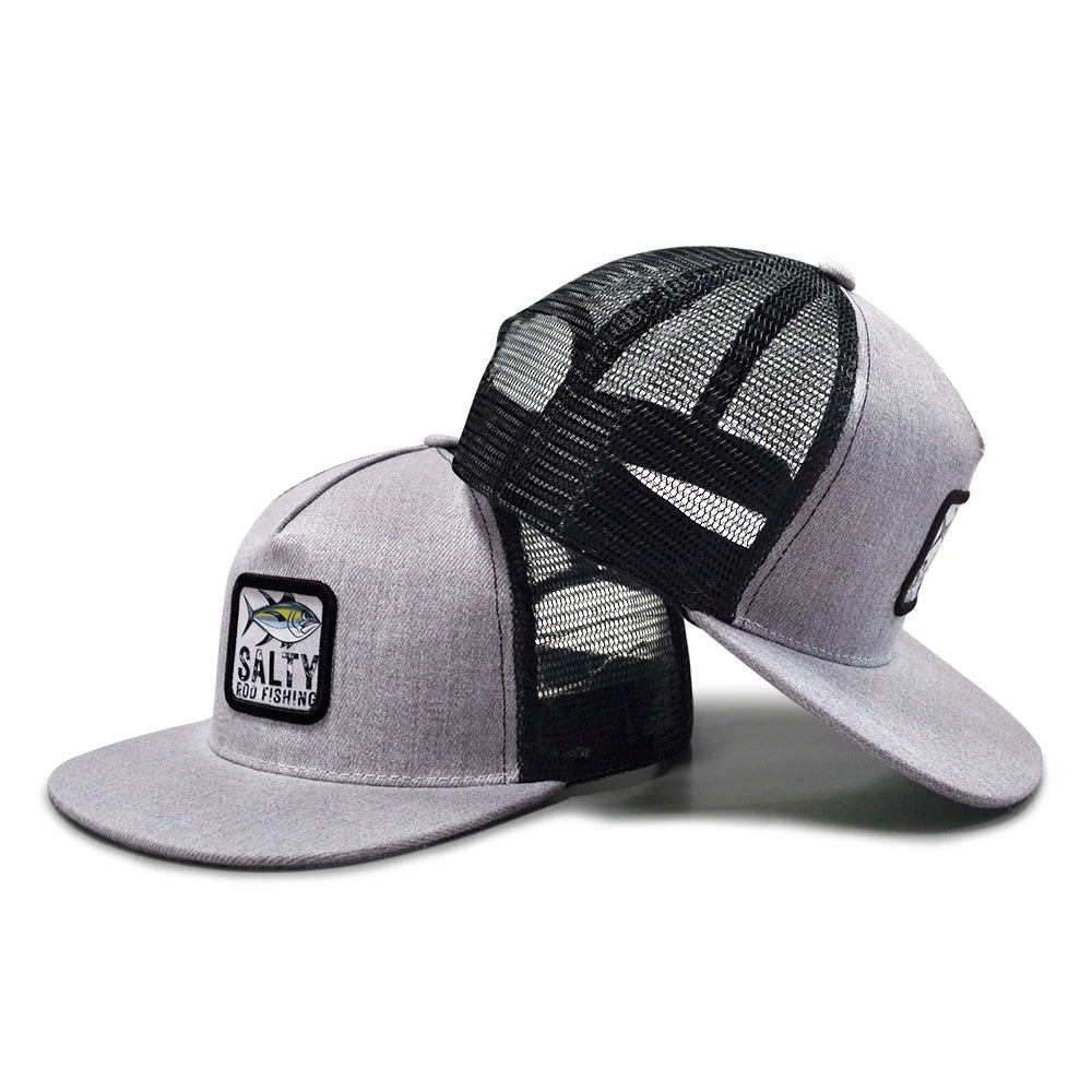 5 Panel Flat Brim Cotton Trucker Hat Custom Mesh Snapback Cap Patch Logo Flat Mesh Baseball Caps