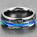 Fashion 8mm Men Stainless Steel Ring Personality Opal Abalone Seashell Ring Geometric Shape Rings for Men Wholesale in Stock