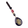 Fashional Syn.Blue Goldstone Droplet Shaped Special Hand Engraved Pendant Woven Rope Keychain Bag Keychain Pendant Keychain Gift
