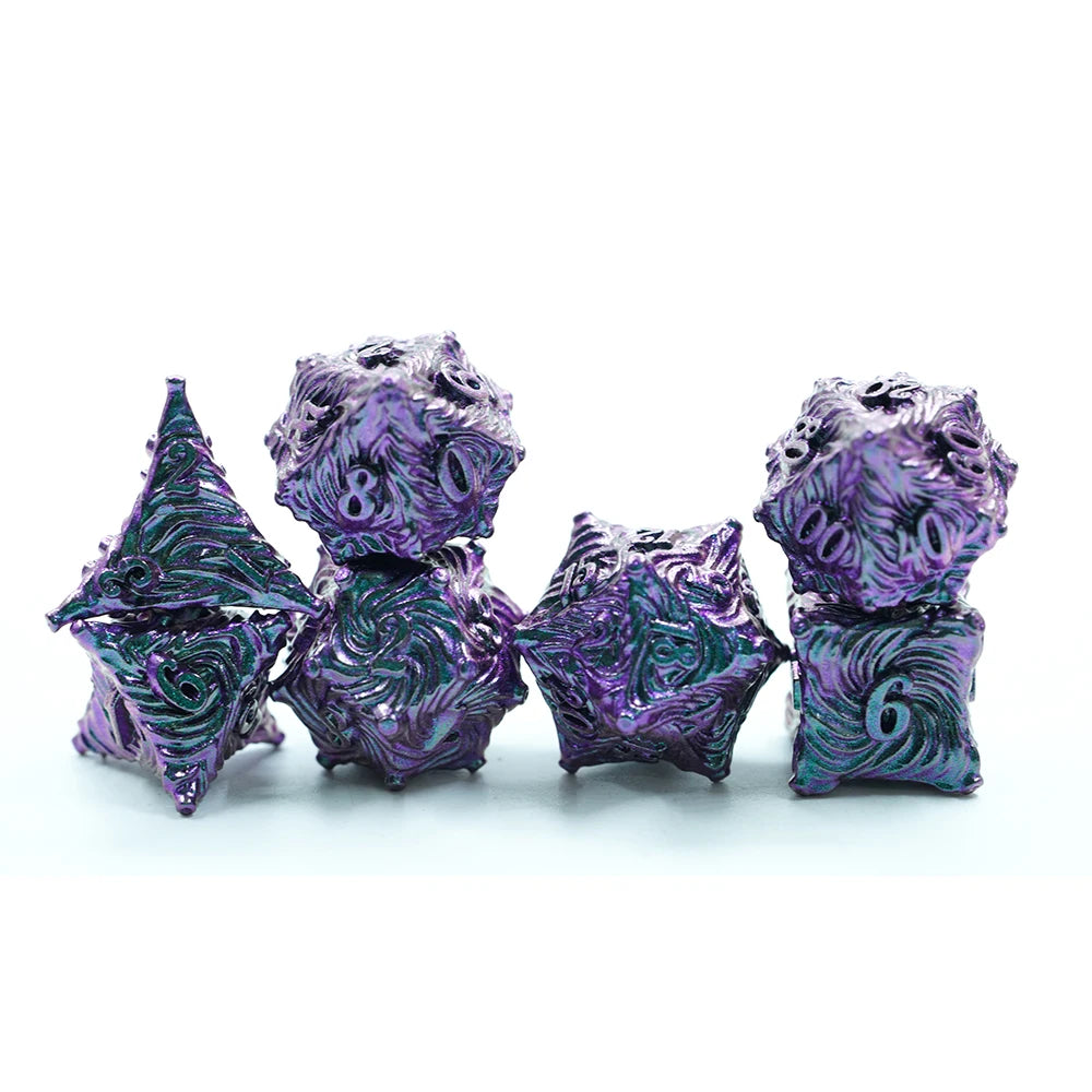Purple Runner Dice 7 Pieces Set Table Game Accessories Dnd Number Color Multi-Sided Dice Game Dice Props