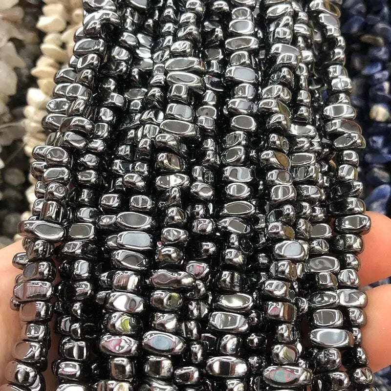 No Tarnish Natural Stone Original Color Stabilized Irregular Shape Hematite Chip Beads Strand 15.5 Inch for Jewelry Making