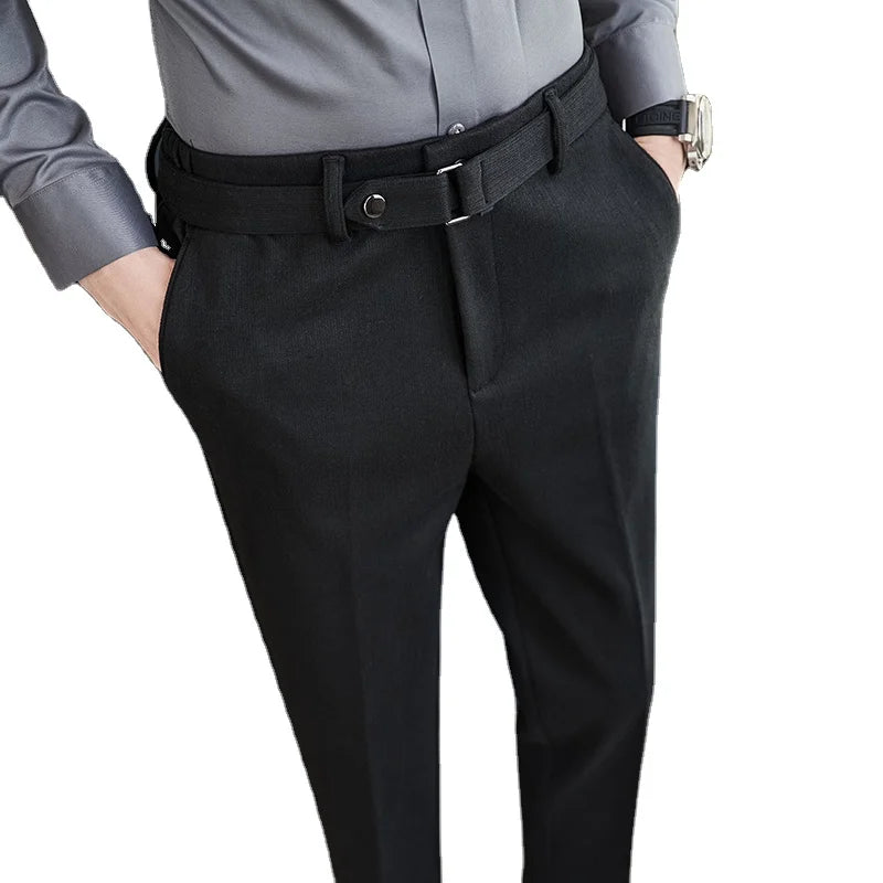 Customization Business Casual Trousers Elastic Drawstring Waisted Men'S Pure Suit Men Fashion Pants
