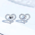 Women's 14K White Gold Lab Grown Diamond Round Diamond Heart Shape Stud Earrings Piercing Jewelry with Real Diamond Ear Studs