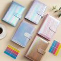 Stock Mother's Day Gift Iridescent Gold PU Leather Notebook Planner Mini Cash Envelopes 6 Rings A6 Budget Binder With Pockets
