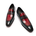 Brand Italian Mens Shoes Red Embroidered Loafers for Men