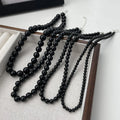 Different Size 4MM/6MM/8MM/10MM Black Agate Round Beads Beaded 925 Sterling Silver Necklaces for Mother's Day Gifts Fine Jewelry