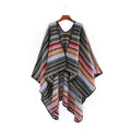 Landfond Accessory Simple Striped Soft Warm Scarf Fall Winter Woven Shawl