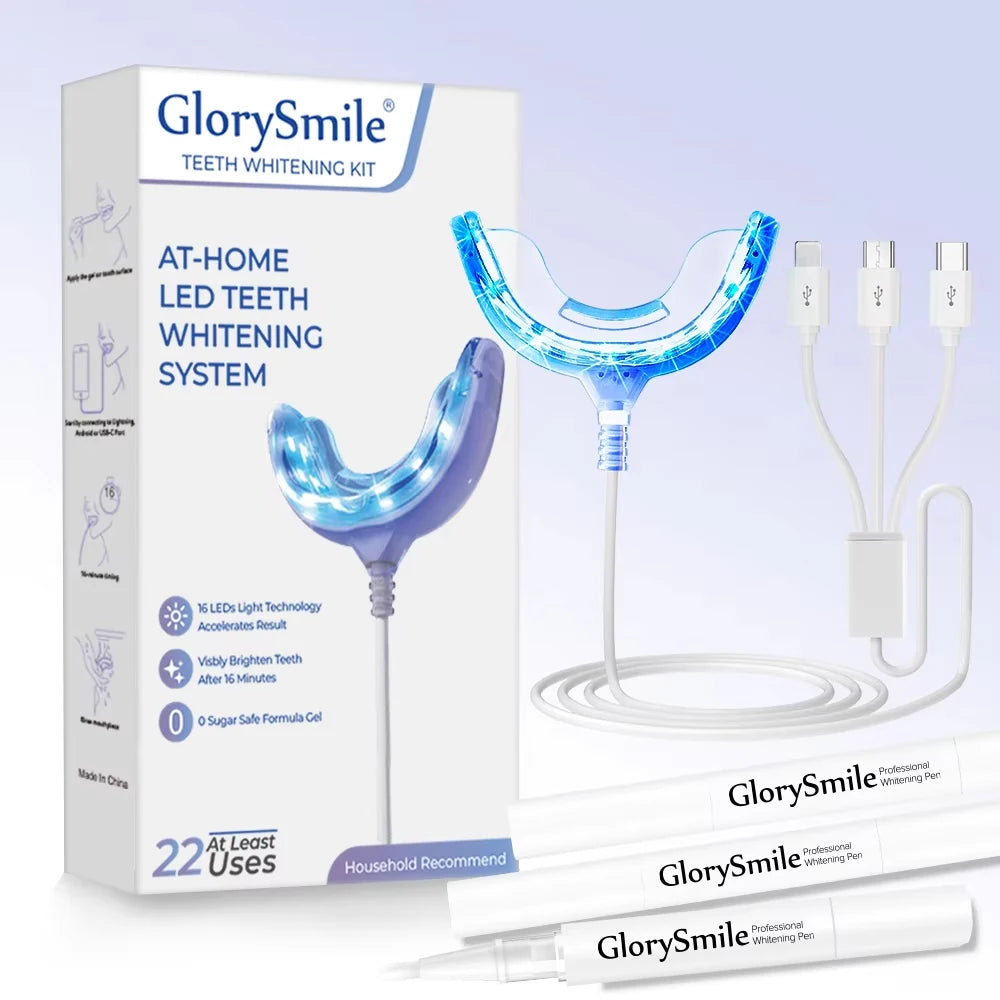 Luxury Teeth Whitening Kit Home Professional Dental Bleaching 16 LED Blue Light Teeth Whitening Kit Private Logo