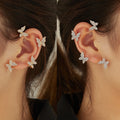 Best Selling New Female Full Diamond Tiktok Party Butterfly Ear Clip Long Hanging Earrings Jewelry Women Girls