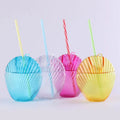 Mermaid Party Supplies Seashell Molded Cup With Straw Sea Shell Cups with Straws