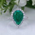 Messi Jewelry MSR-1186 18k Gold Pear Cut Lab Grown Colombia Emerald Engagement Ring Classic Style