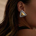 Dazan New Hot Ins Trendy 18k Pvd Gold Plated Stainless Steel Vintage Polished Triangle Mixed Renaissance Gypsy Dancer Earrings