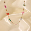 Waterproof Stainless Steel Gold Plated Necklace Non Tarnish Multicolor Flowers Chokers Necklaces Collier Acier Inoxydable Bijoux