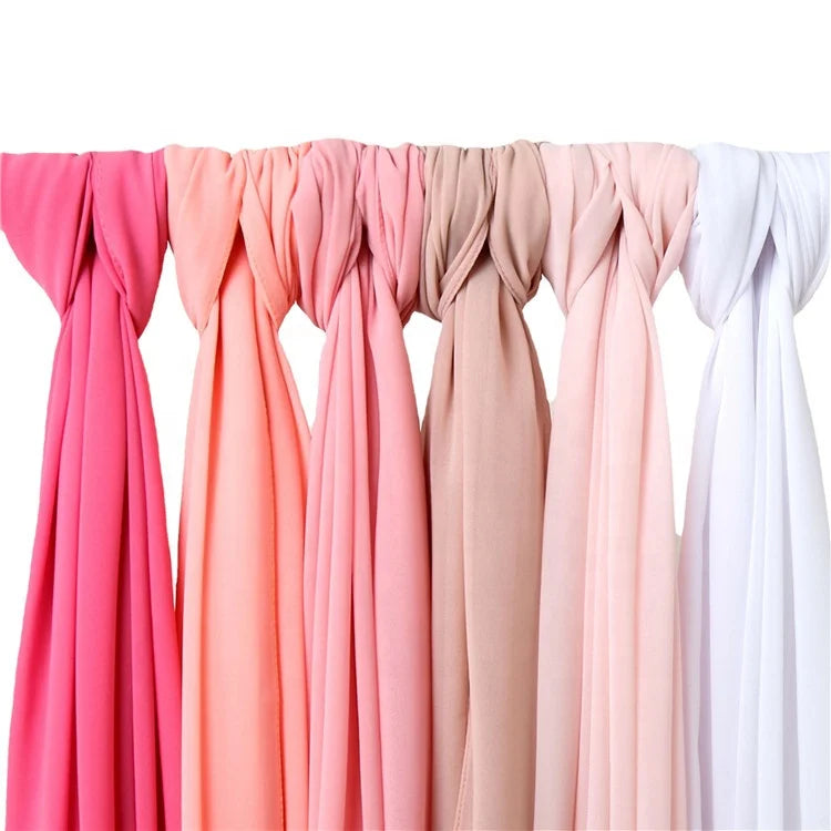 Wholesale Plain Georgette Scarf Thick Bubble Heavy Chiffon Hijab Muslim Borong Tudung Woman Heavy Chiffon Hijabs