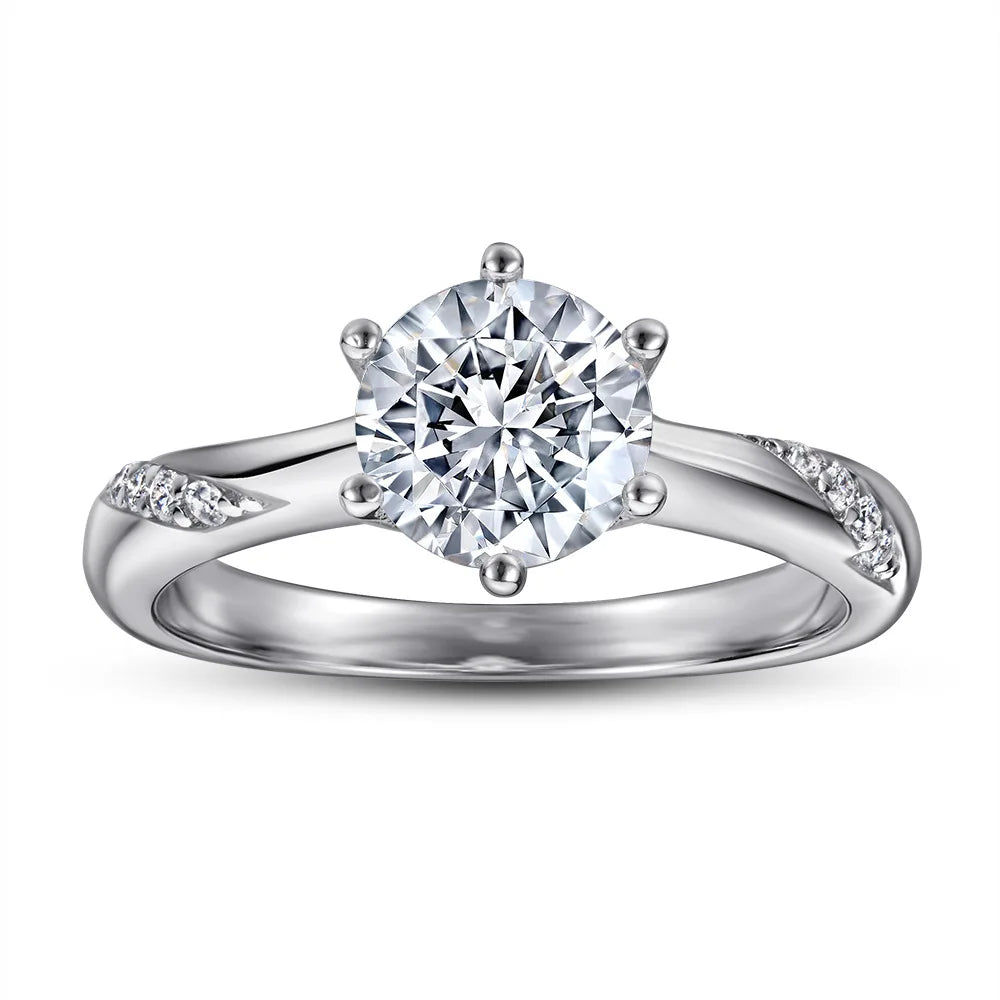 OAHLAN 1.2 Ct Women Engagement Ring 925 Sterling Silver Solitaire Ring Round Cubic Zirconia Wholesale