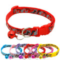 Colorful Cartoon Solid Polyester Pet Collars with Bell Adjustable Quick Release Buckle Webbing for Small Cats All Seasons
