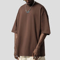 2024 Summer New Men's 100% Cotton T-shirt Short Sleeve 260 GSM Heavy Breathable Casual Plain
