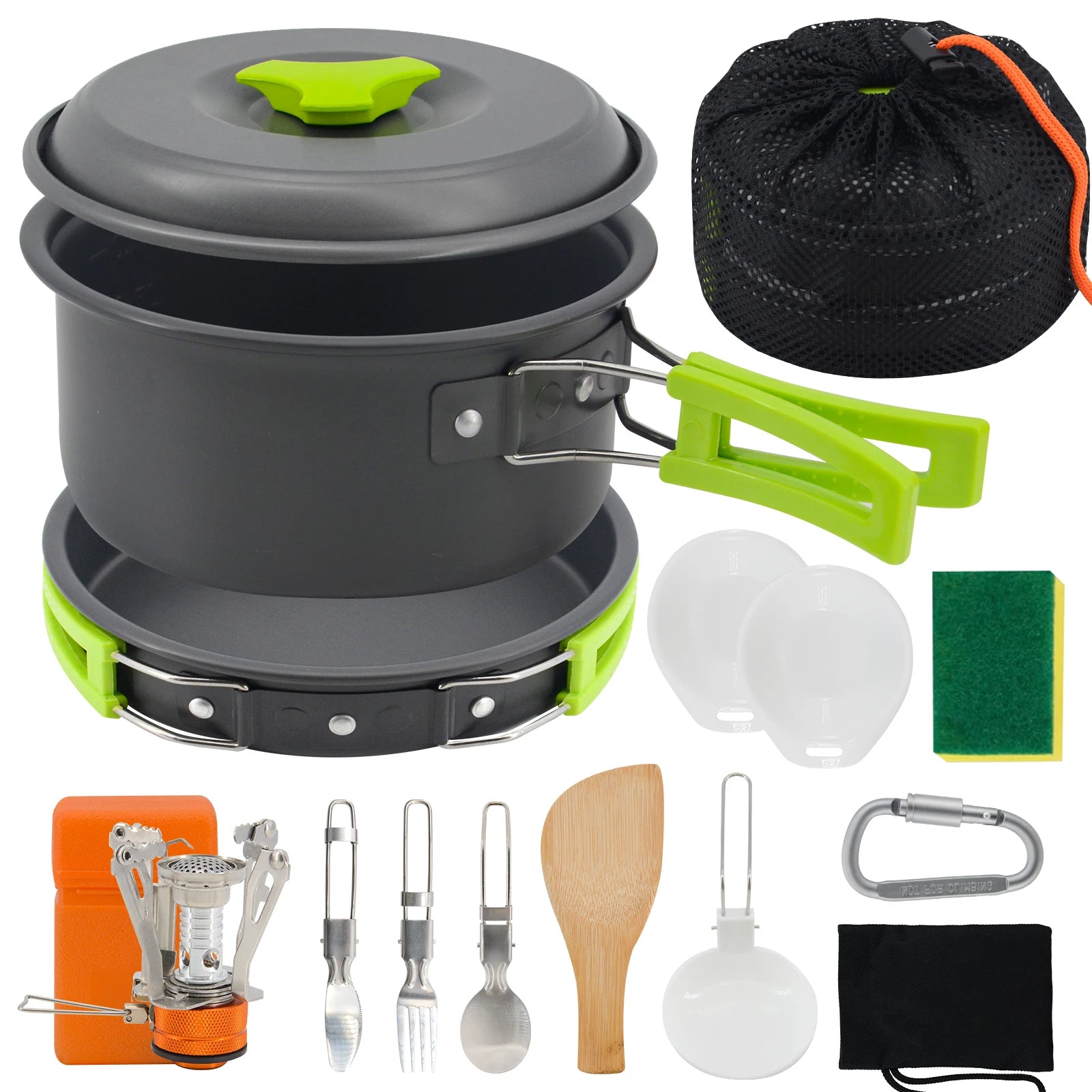 13-Piece Portable Induction Compatible Outdoor Cookware Set Non-Stick  Pans for Easy Backpacking Picnic Camping