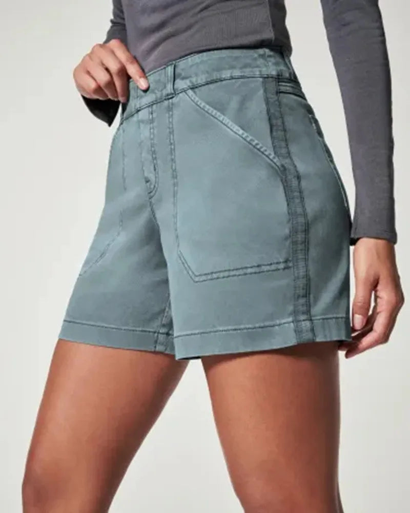 S-4XL Large Fashionable Simple Pocket Shorts With Raised Hips High Elastic Twill Casual Shorts Low Waist Shorts