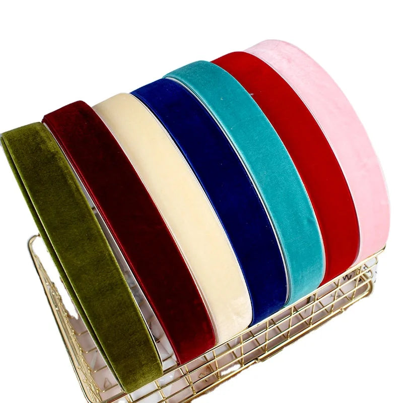 Factory Wholesale Black pink Dark Grey Large 1inch Soft Wired Velvet Silk Ribbon Roll Gift Ribbon