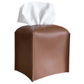 Customized High-quality Square PU Leather Tissue Box Cover Foldable Napkin Holder 5x5x5inch Modern Car Office Homey HM0089